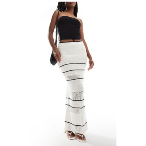 Abercrombie & Fitch NWT crochet tiered knitted maxi skirt M - Picture 1 of 10
